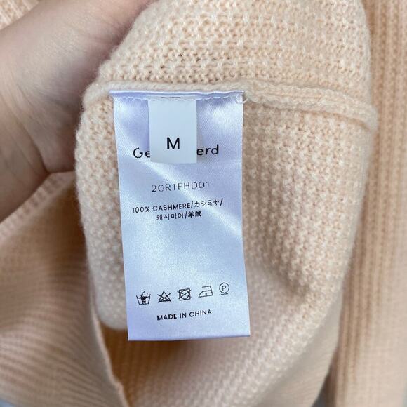 GENTLE HERD Cashmere Hoodie Sweater Waffle Knit Cream Peach Size Medium - Picture 7 of 8